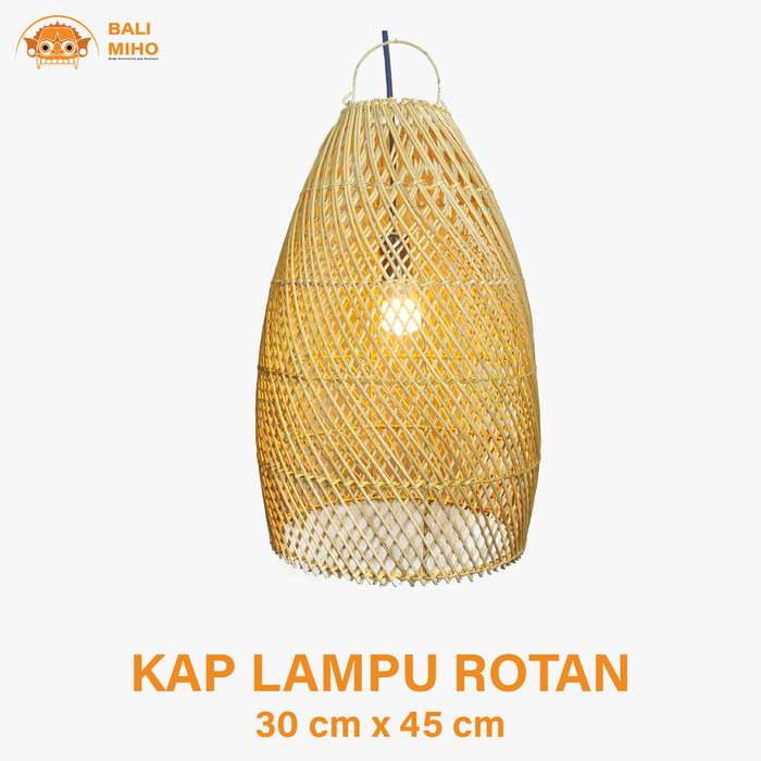 

New - Kap Lampu Rotan Model Sangkar 45 Cmx 30 Cm - Kap Lampu Rotan Bali