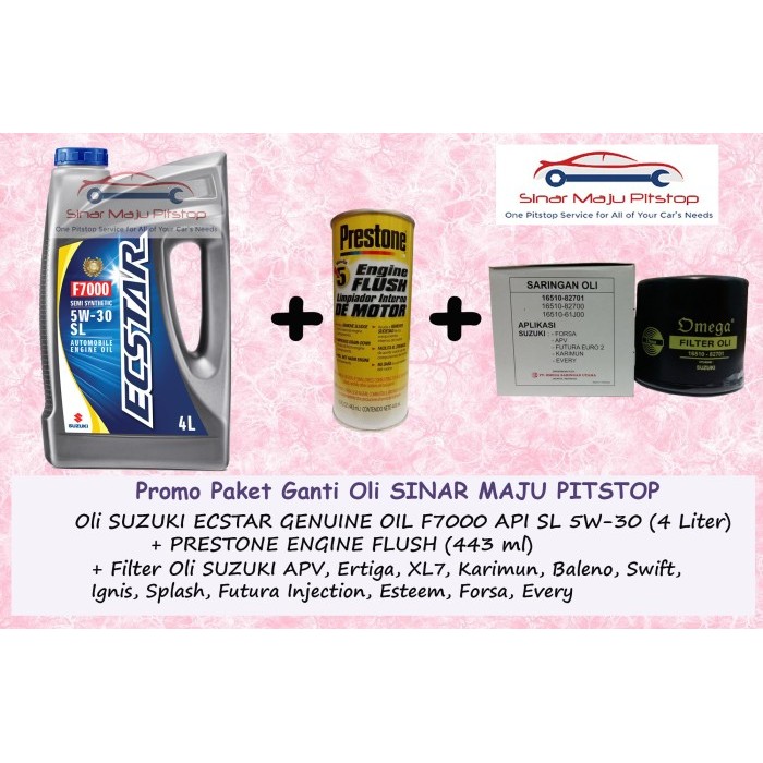 Paket Ganti Oli Suzuki Apv & Ertiga & Xl7 - Sgo 5W-30 & Flush & Filter Harga Spesial