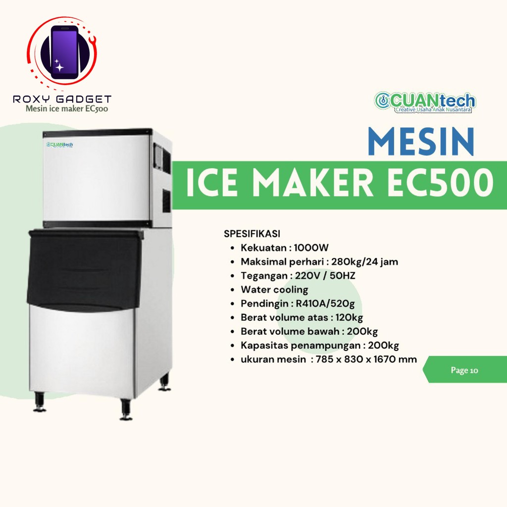 Mesin Ice Maker EC500 / Es Batu Kristal Kapasitas 200KG