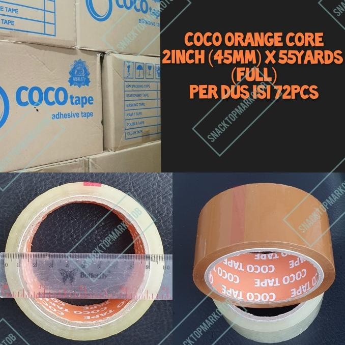 

HARGA DISC - Lakban COCO 2 Inch (45mm) x 55 Yards / Orange Core Per Dus isi 72 Pcs