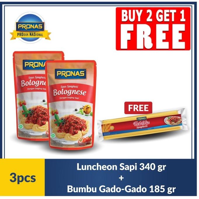 

PRONAS Saus Bolognais 350g FREE Pastamia Spaghetti 200g bundling 3 pcs