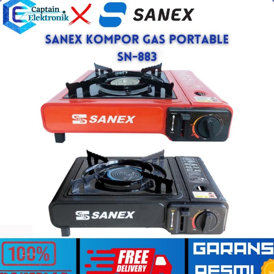 Sanex SN-883 Kompor Gas Portable Hitam 1 Tungku untuk Camping, BBQ, Rumah, dan Restoran