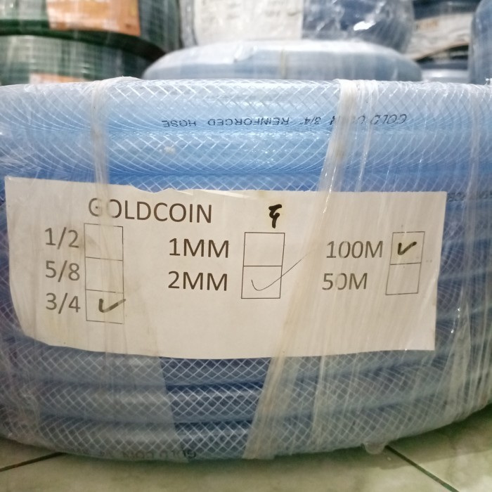 Selang Air 3/4 Inch 2 mm 100 Meter Serat Benang Bening Per 1 roll