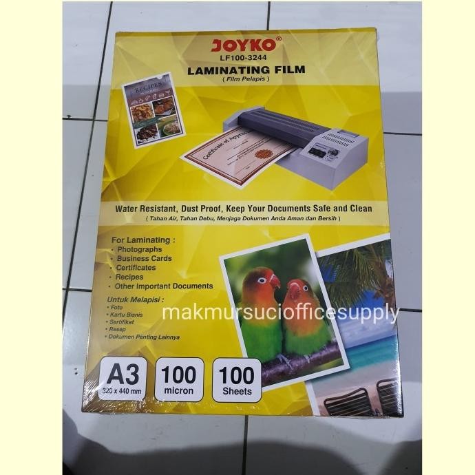 

TERBARU - plastik plastic laminating joyko A3 100 micron
