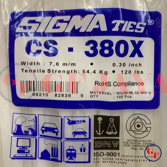

TERBARU - Kabel Ties Sigma CS 380X / 38cm Putih CS380X Cable Tie White 40 cm