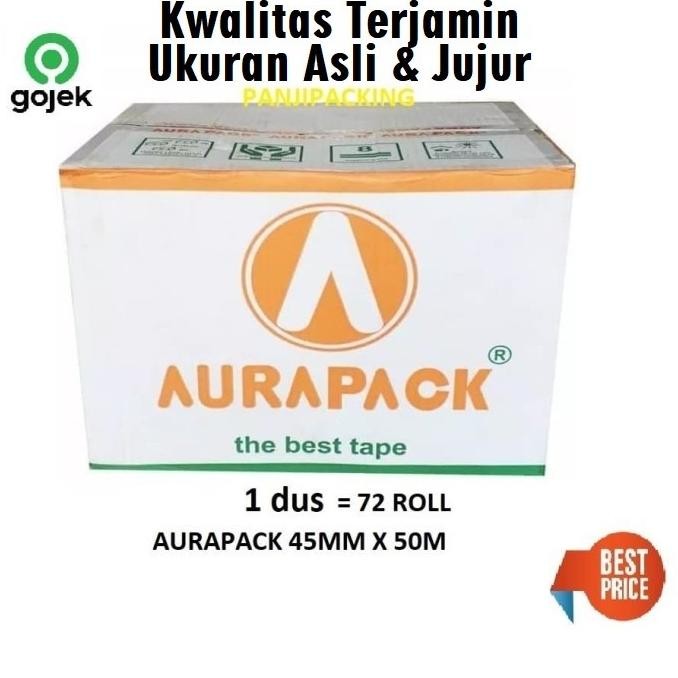 

TERLARIS - Lakban Aurapack 1 Dus BENING/ COKLAT 45 mm X 50M 72 ROLL Murah Terbaik