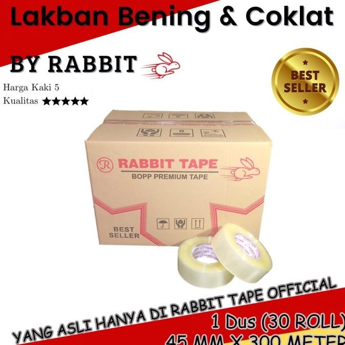 

TERMURAH - Dus Lakban Bening / Lakban Coklat RABBIT TAPE 2 inch x 500 Yard - 300M