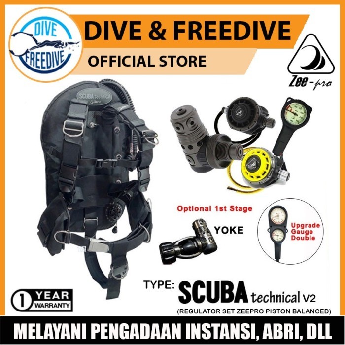 BCD Set Scuba Technical Regulator Octopus Gauge Piston Balanced Diving READY STOK