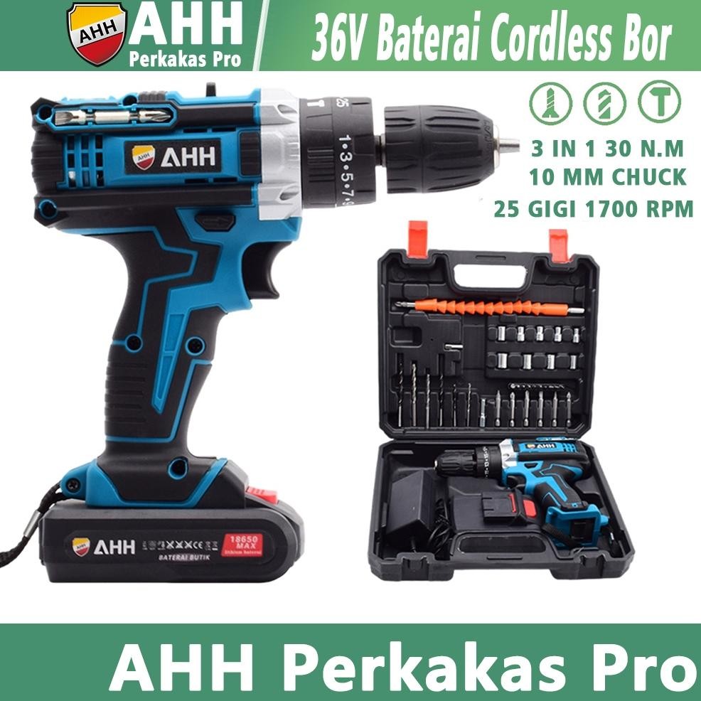 AHH Perkakas Bor Dewalt 10MM Cordless Mesin Baterai Tangan Kabel Listrik Drill Impact Kunci Set
