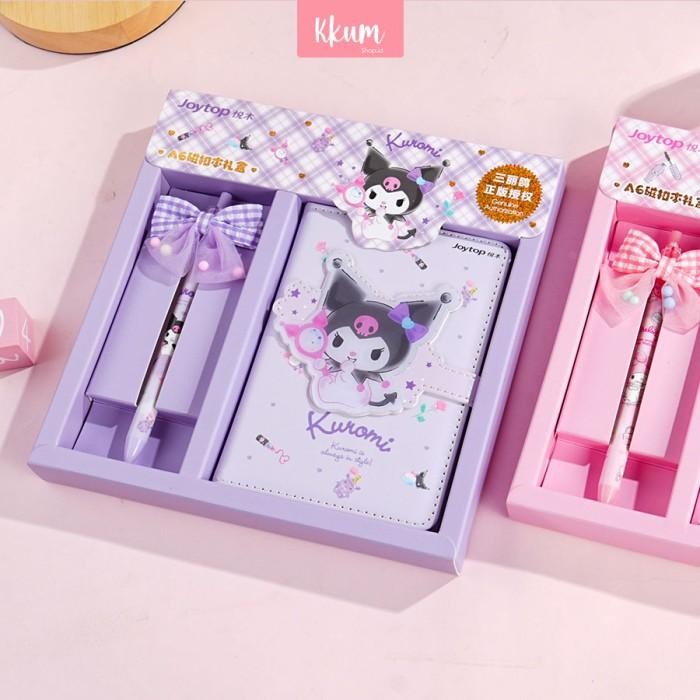 

Jurnal 1 Set Diary Sanrio/ Buku Tulis Hadiah Anak Lucu Magnet Memo Kuromi Cinnamoroll Melody