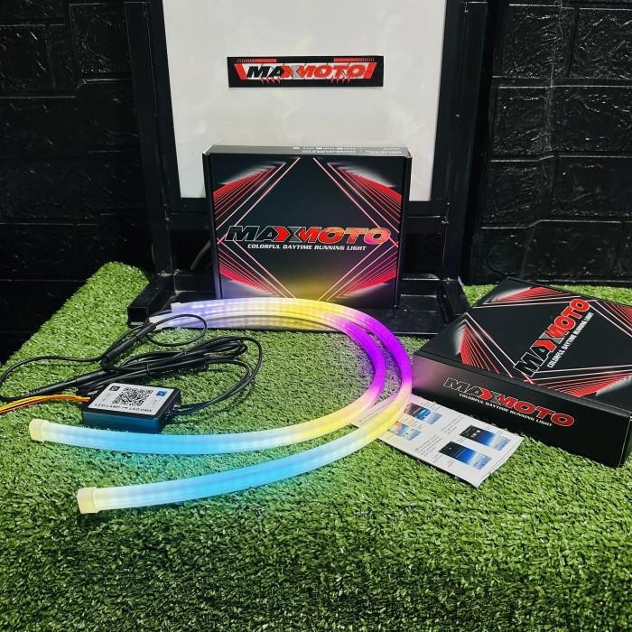 Lampu Alis Led Drl Maxmoto Rgb Konek Aplikasi Android/Ios