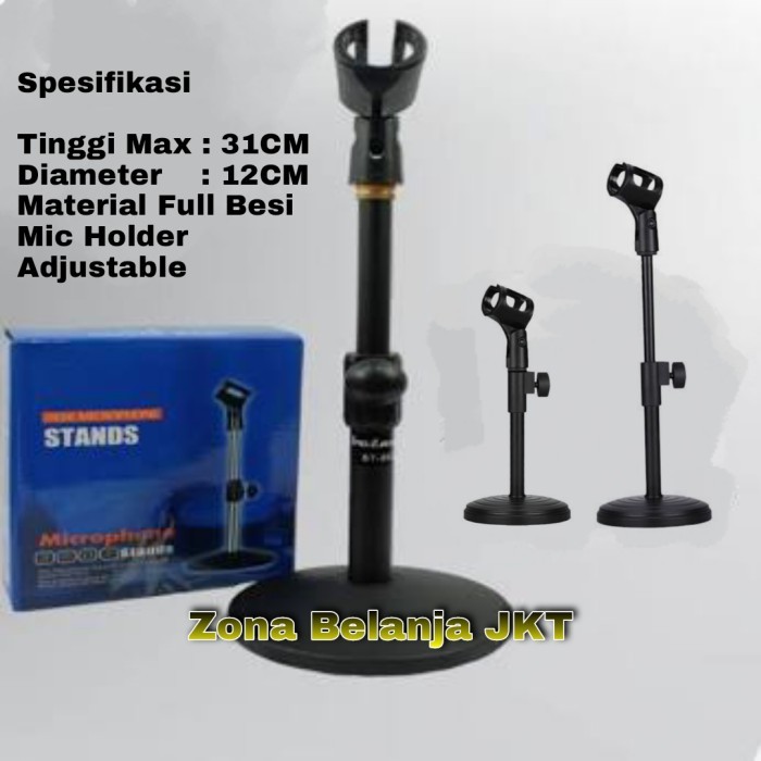 Ready Stock Tripod Mic / Standing Mic / Stand Mic Meja Full Besi Kaki Bulat