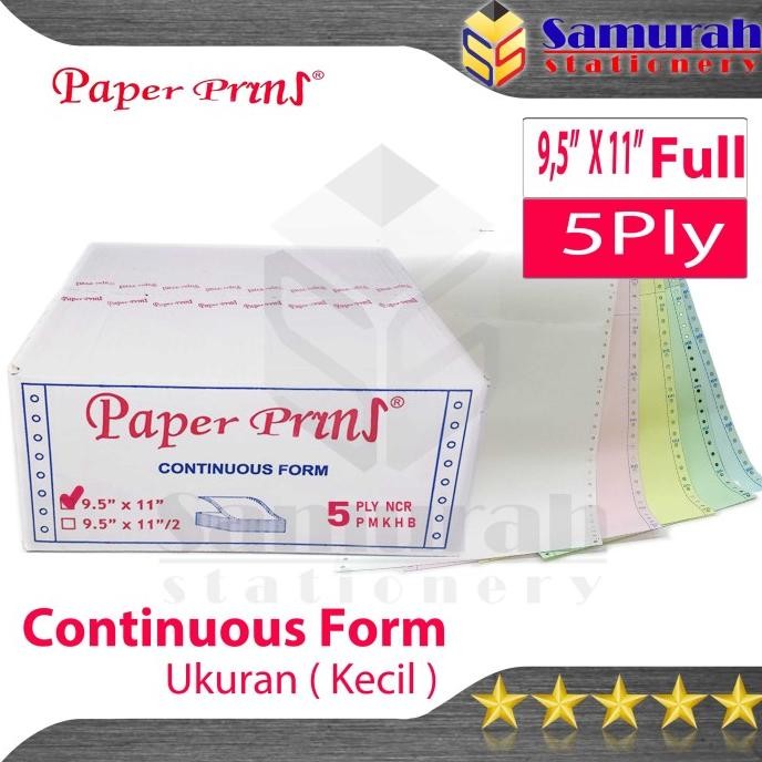 

TERBARU - Kertas Continuous Form Paper Prins 9,5 x 11 full Atau Bagi 2 / K 5 Ply