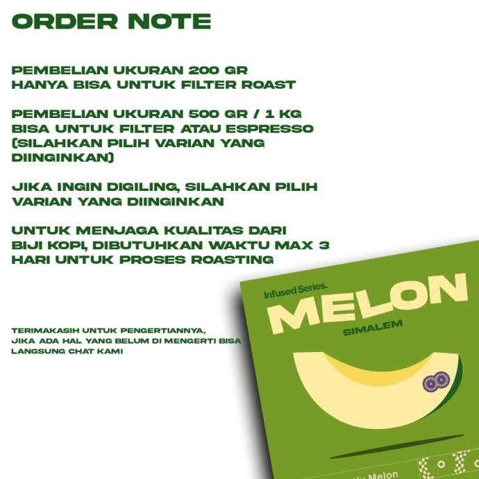 

Biji Kopi Arabika Manual Brew - Simalem Melon - 1 Kg