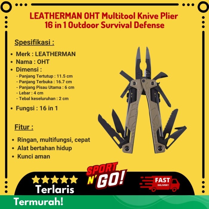 TERBAIK LEATHERMAN OHT Multitool Knife Plier 16 in 1 Outdoor Survival Defense