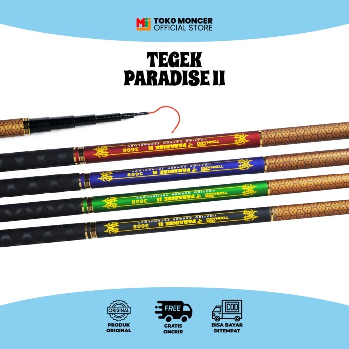 Promo Joran Tegek Mancing Paradise Ii Fiber Coating Carbon Ringan Anti Slip