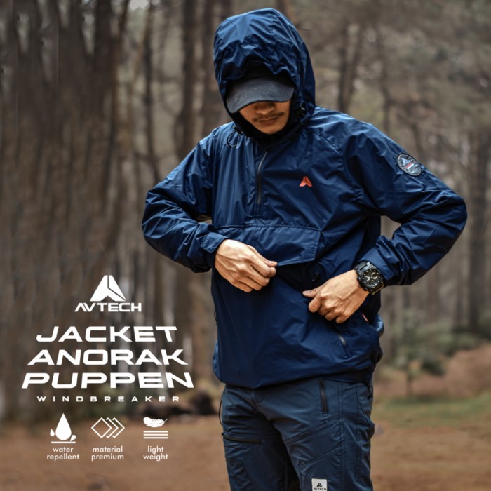 BERGARANSI AVTECH - Jaket Pria Wanita Windbreaker Water Repellent Outdoor Hiking Gunung Camping