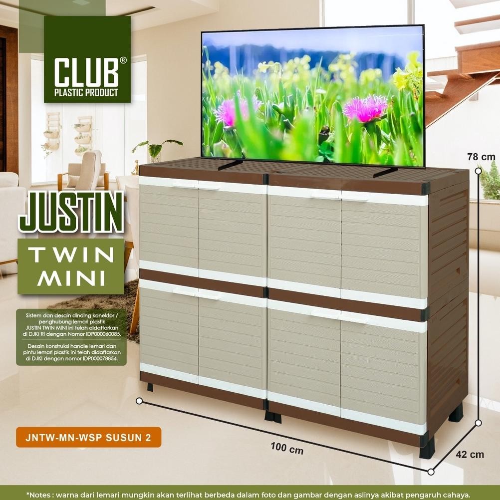 LEMARI PLASTIK JUSTIN TWIN NI CLUB / MEJA TV / RAK TV PLASTIK / MEJA SERBAGUNA