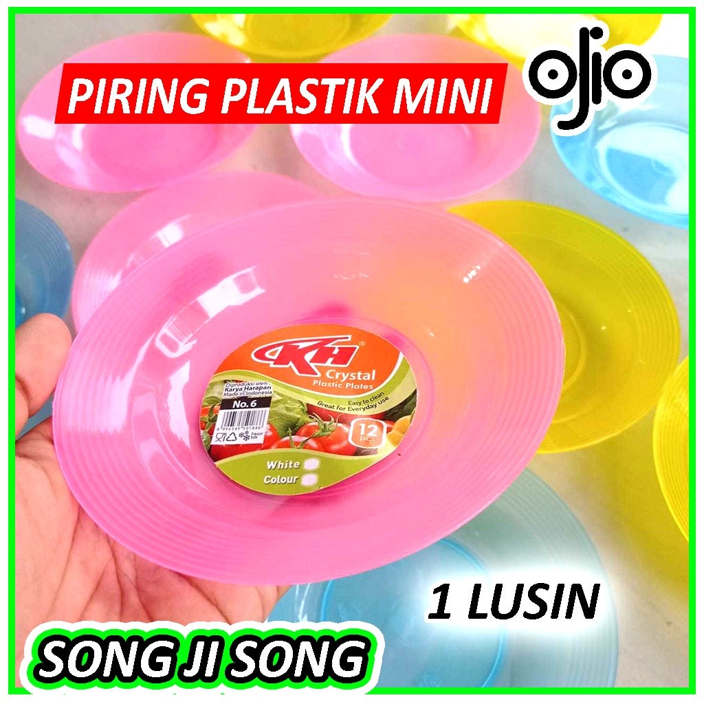 murah Lambar Plastik 12 Pcs 1 Lusin Piring Plastik Mini / Piring Kecil Tatakan Gelas / Piring Kue