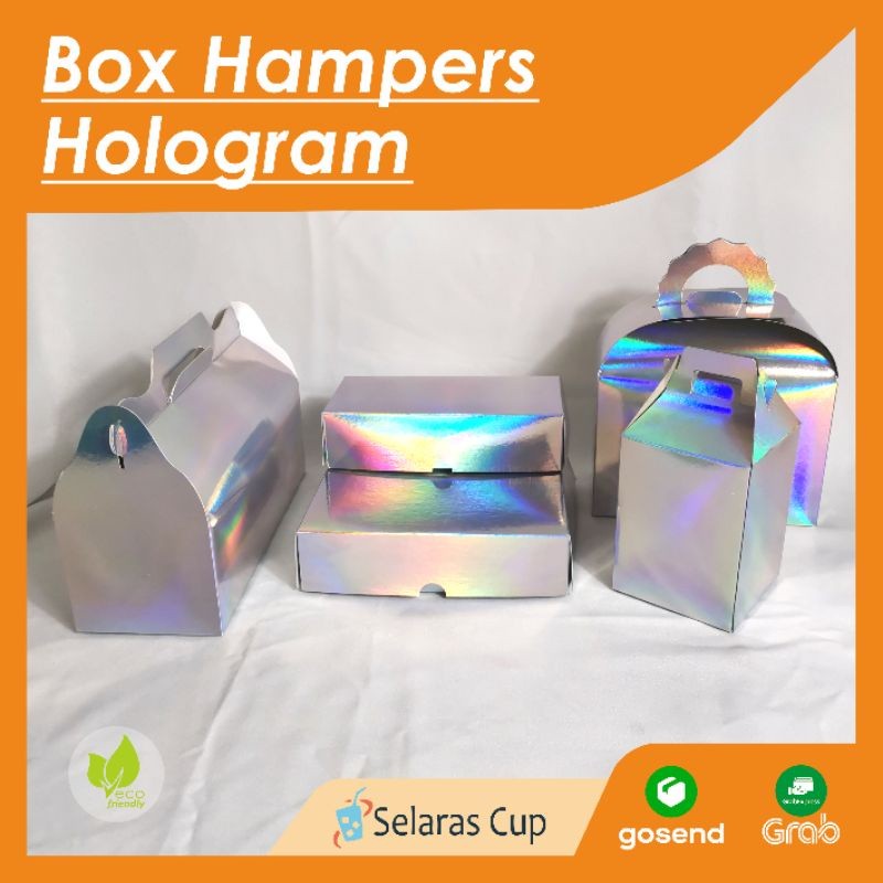 

ISI 10 box hampers hologram polos bisa custom dus untuk hadiah souvenir hias bagus warna silver