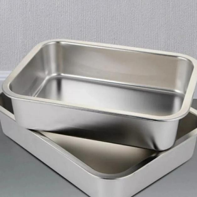 Nampan Baki/Loyang Stainless Steel 40X30Cm Tinggi 7Cm