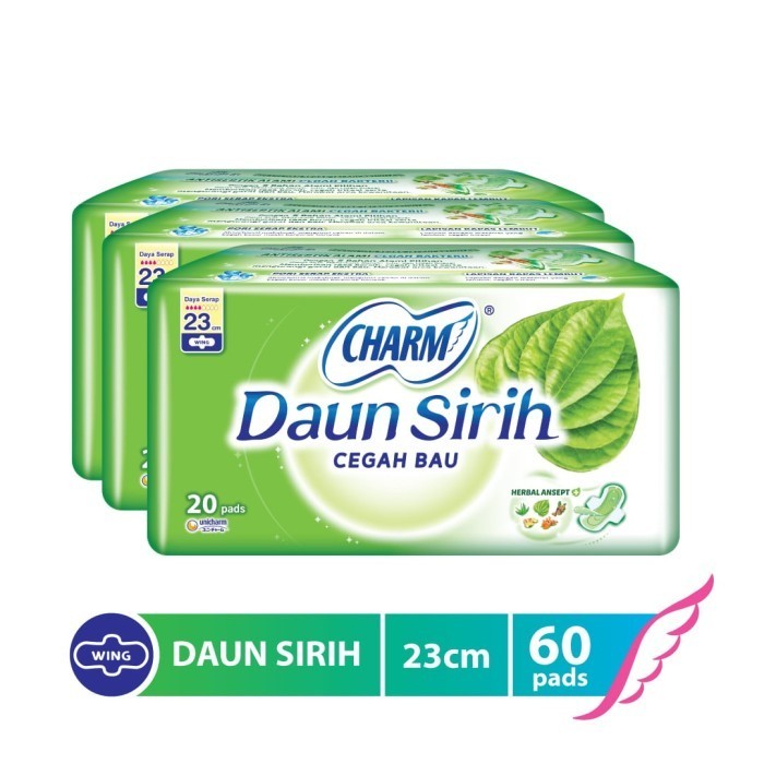 Charm Pembalut Daun Sirih 23cm Wing 20 pads - 3 Pack