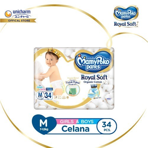 Mamy - MamyPoko Royal Soft M 34 Unisex - Popok Bayi Celana