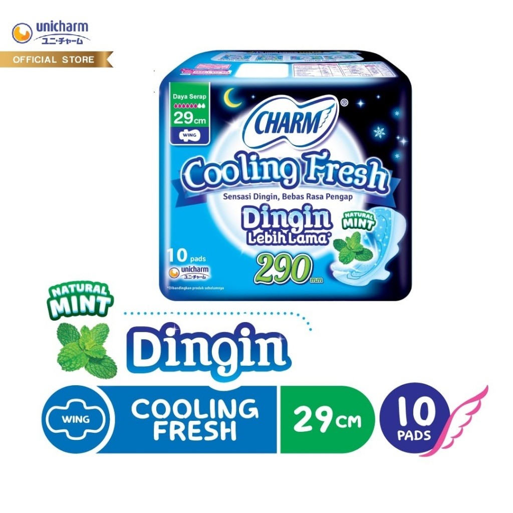 Charm Pembalut Cooling Fresh Night 29cm 10 pads