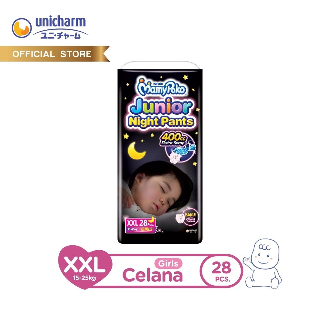 MamyPoko Junior Night Pants - XXL 28 - Girls - Popok Celana