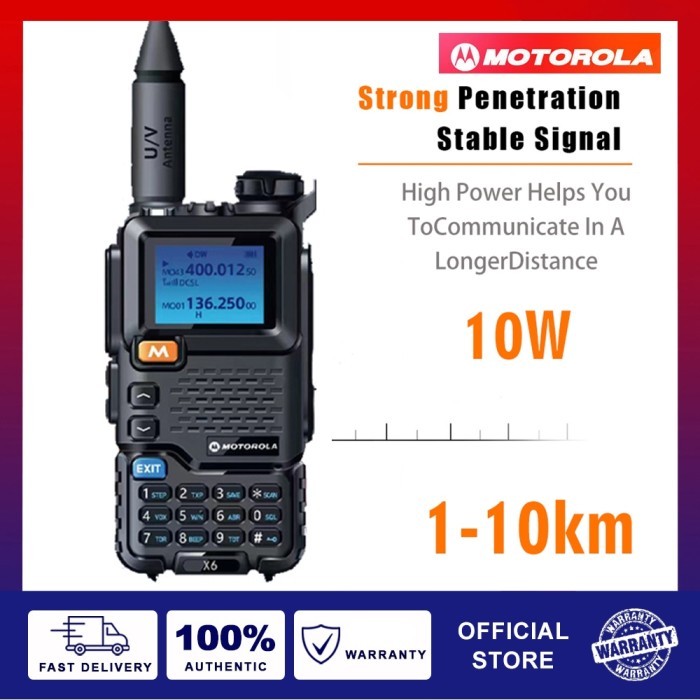 Ht Motorola X6 Walkie Talkie Kisaran Panjang 10Km Ip54 Tahan Air Dan