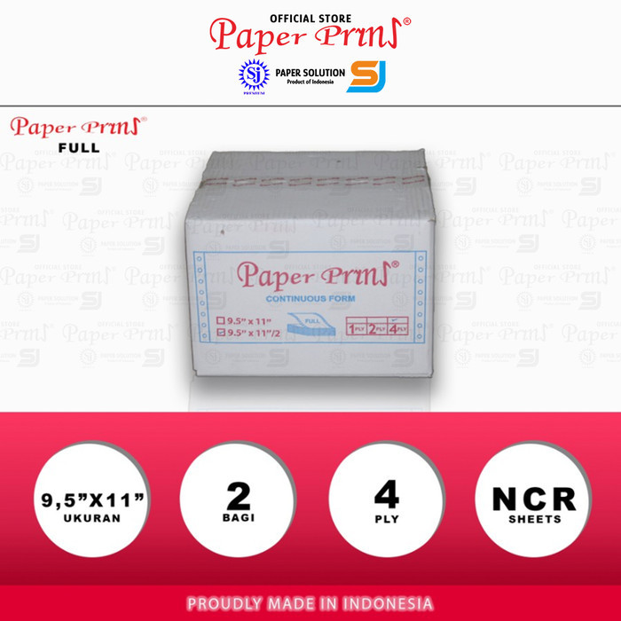 

Paperpryns Kertas Continuous Form Full 4PLY NCR 9,5" x 11"/2 (Bagi 2)