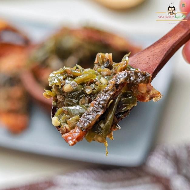 

Sambal / Sambel Hijau Teri Vegan. 220Gram Sambal Vegan Pedas Homemade