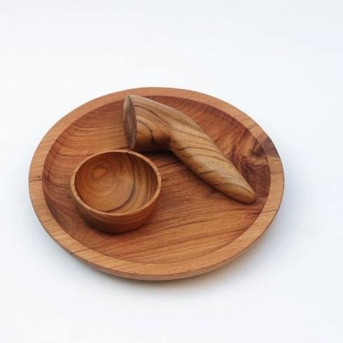 

set cobek kayu jati bulat 25cm + ulekan + tempat wadah sambal SM88