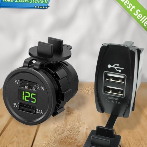 Charger Charge Hp Mobil Motor Matic Truk 2 Usb Anti Air 12 - 24 Volt