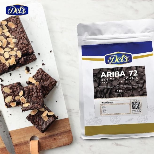 

Del'S Ariba Couverture Dark Chocolate Coin 72% / Cokelat Koin - 1 Kg New