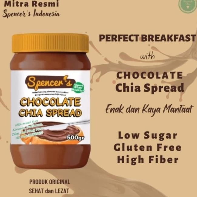 

Selai Cokelat Scer Chia Spread Low Cale High Fiber Enak 500 Gr