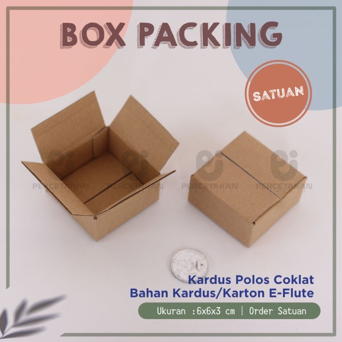 

BOX KARDUS Baru 6x6x3 cm DUS PACKING E-FLUTE Kardus/Karton Box Polos