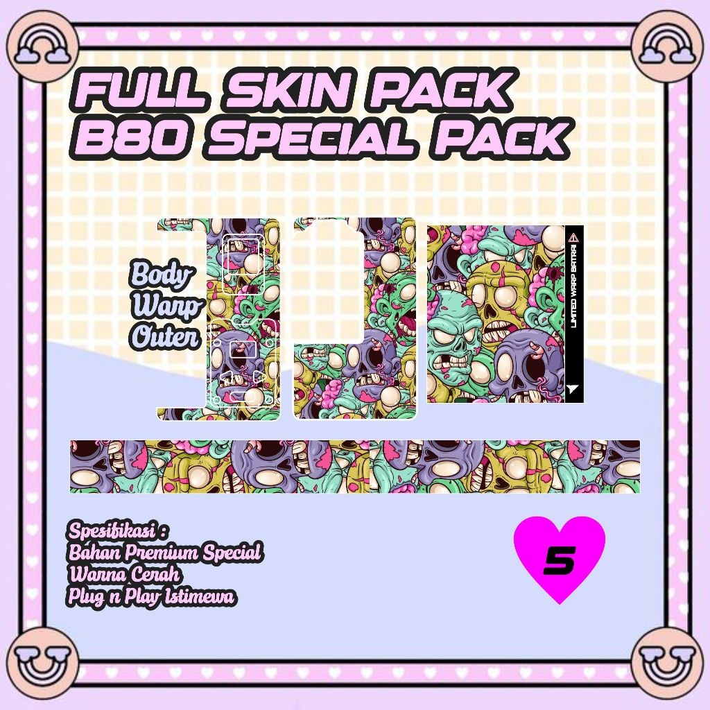 

Wrap* Stiker Pack Dalam Luar Batrai B80 5 Wrap Skin Stiker Garksin CUSTOM Gratis (2pcs)