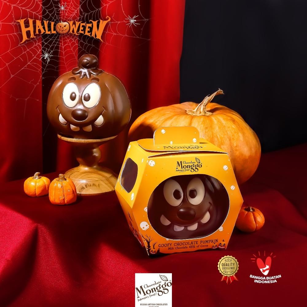 

CR - Chocolate Monggo | Halloween Chocolate Goofy Pumpkin 110gr | Hadiah Anak Coklat Pumpkin TERLARIS