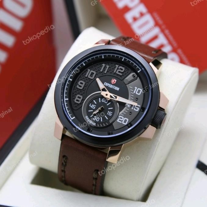 EXPEDITION E6825 E 6825 BLACK ROSEGOLD JAM TANGAN PRIA ORIGINAL