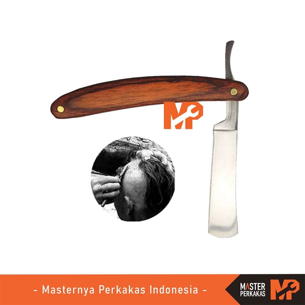 MP Cukur Pisau Lipat Gagang Kayu AI02 / Razor  Shaving Jenggot / Tempat Silet / Barber rozar Cukuran