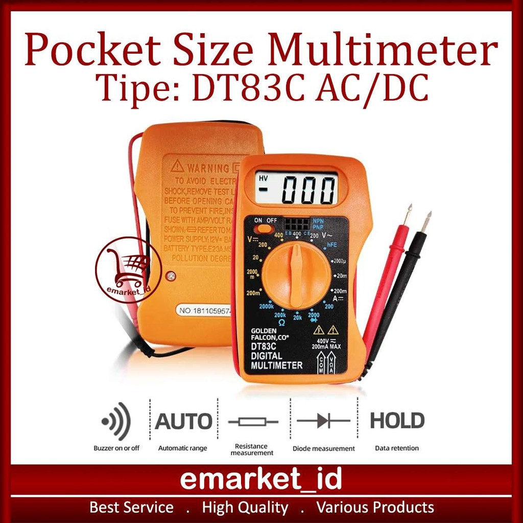 EM Pocket Size Digital Multimeter AC DC DT83C Ai21 / Multitester  Saku Voltage Tester Mini / Voltmet