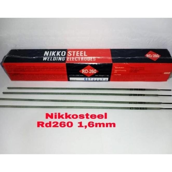 Kawal las elektroda kawat las listrik Nikko Steel RD260 1,6mm