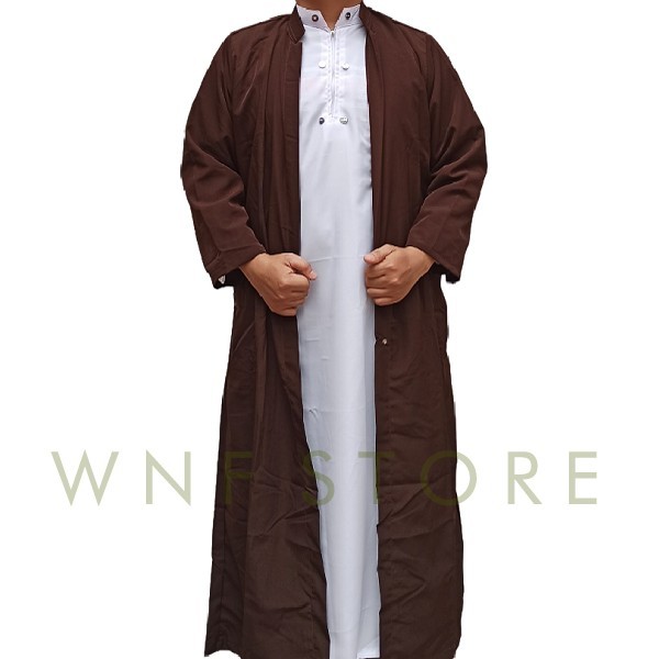 MURAH Gamis belah pria gamis luaran pria jubah luaran pria harga murah - Cokelat, M