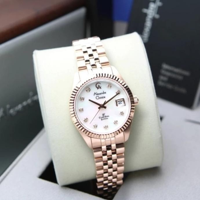 JAM TANGAN WANITA ALEXANDRE CHRISTIE AC5013 AC 5013 ROSEGOLD WHITE