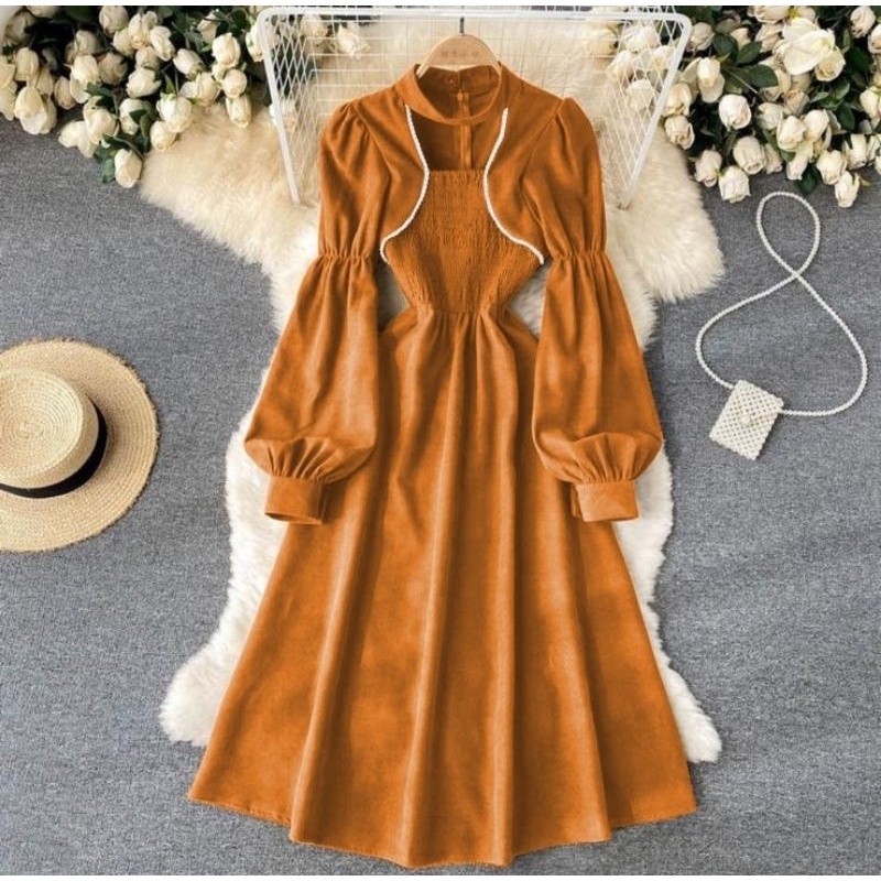 Dress Natal Wanita Pakaian Midi Dreas Gereja Baju Natall Cewek Dresh Gsun Bju Christmas Pakian Dris 