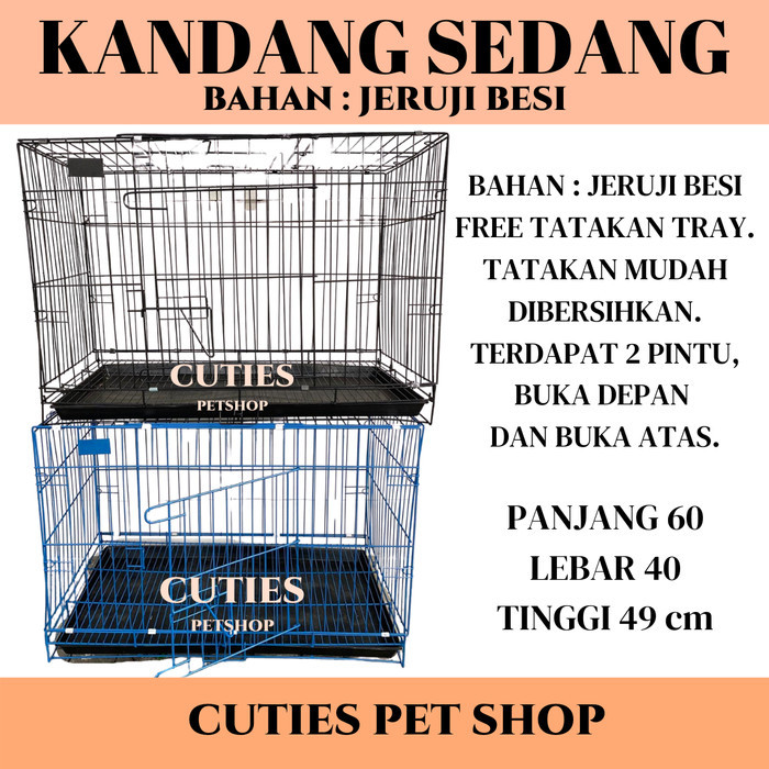 Kandang Jeruji Medium Sedang Hitam / Kandang Anjing / Kandang Kucing
