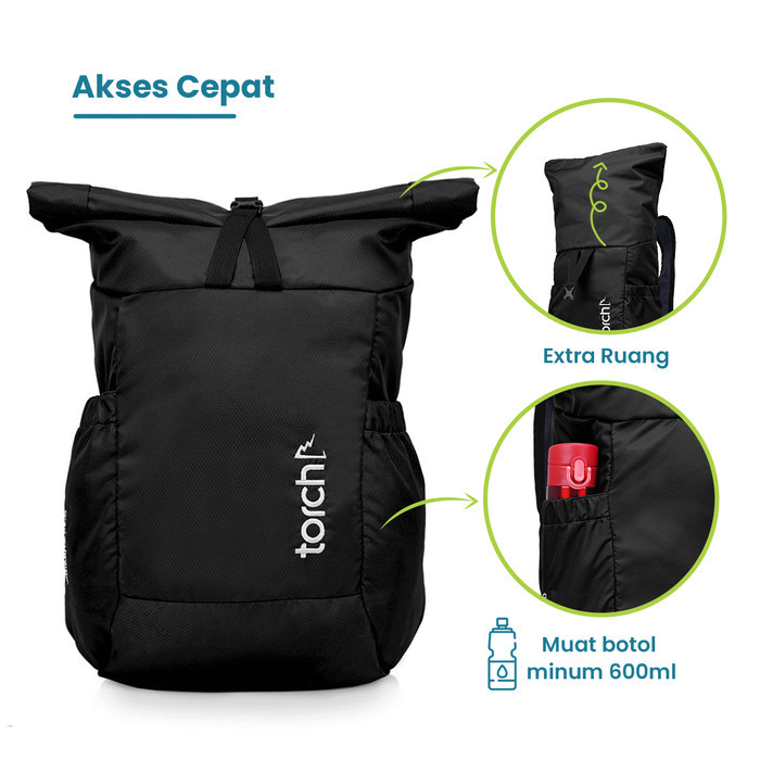 Torch Tas Ransel Punggung Lipat Pria Wanita - Foldable Backpack Shiroi