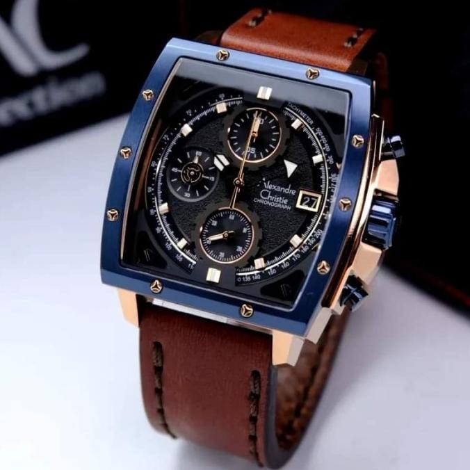 ALEXANDRE CHRISTIE ORIGINAL AC6376 AC 6376 BLUE ROSEGOLD JAM TANGAN PRIA ORIGINAL GARANSI RESMI 1TAH
