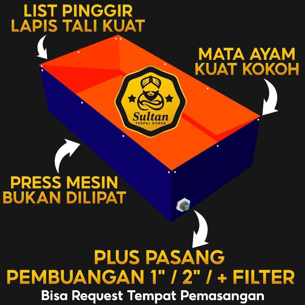 Terpal Kolam Terpal Ikan Kotak 1x2x1 / 2x1x1 / 100x200x100 / 200x100x100  Tebal A20 / A15 / A12 / A8